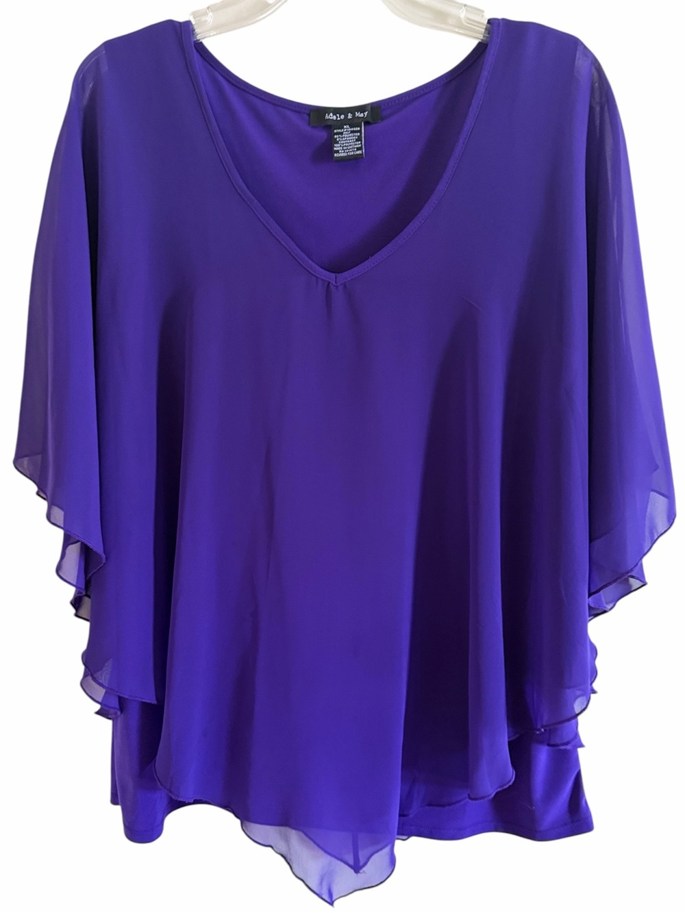 ADELE & MAY ROYAL PURPLE CHIFFON LAYERED TOP Size XL - Picture 4 of 10